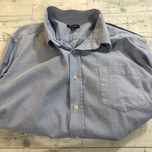 George Blue Casual Button Down Shirt with Classic Collar - Picture 2 of 6